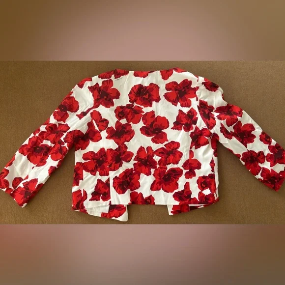 Milly Red and White Floral Blazer - Picture 3 of 3